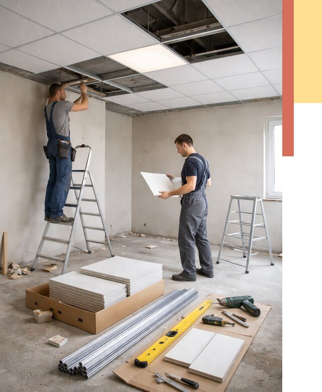 Монтаж потолка армстронг в Карталах от 4694 руб/м2 — быстрая установка под ключ | ОТДЕЛОЧНИК-Крт