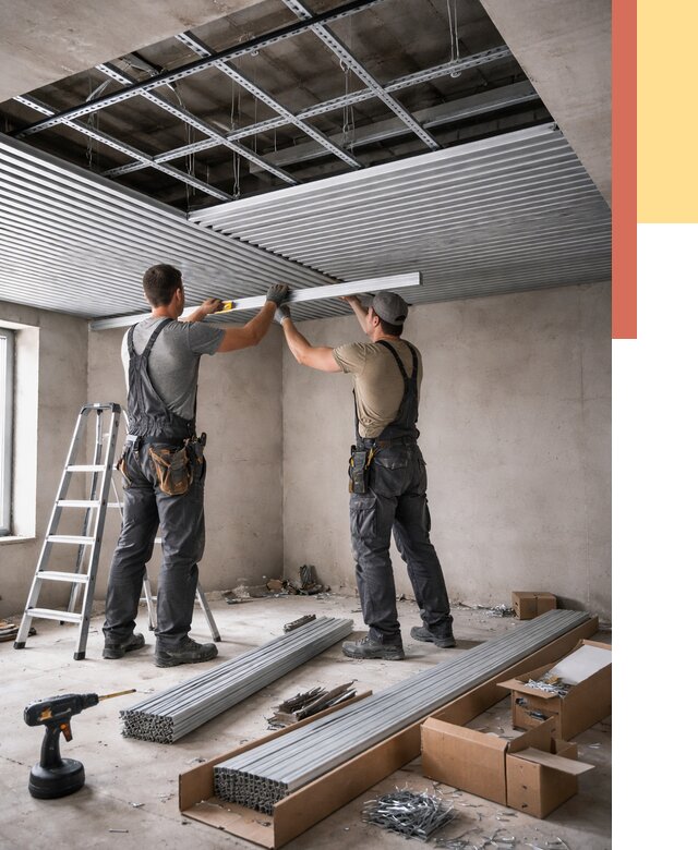 Монтаж реечного потолка в Карталах от 4694 руб. под ключ | ОТДЕЛОЧНИК-Крт