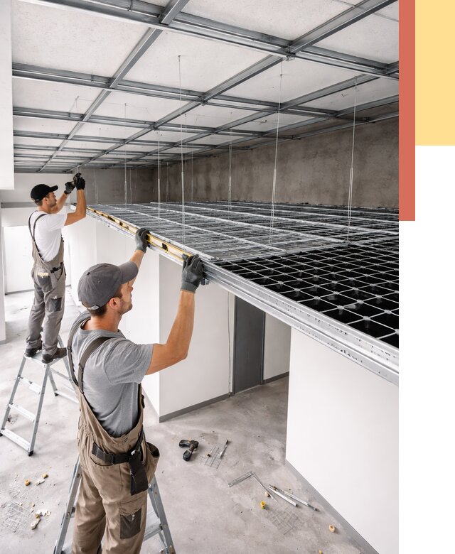 Монтаж потолка грильято в Карталах от 469 руб./м² — быстрая сборка под ключ | ОТДЕЛОЧНИК-Крт