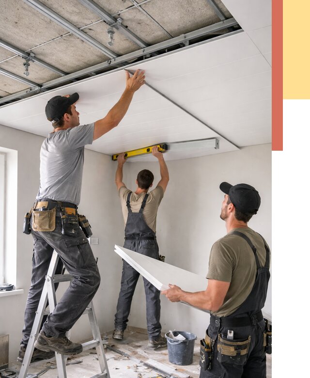 Монтаж потолка из ПВХ панелей в Карталах от 3651 руб./м2 — быстро и недорого | ОТДЕЛОЧНИК-Крт