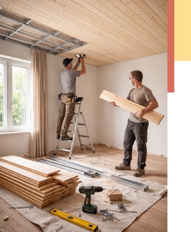 Монтаж потолка из вагонки в Карталах от 6780 руб. | Быстро и недорого — ОТДЕЛОЧНИК-Крт