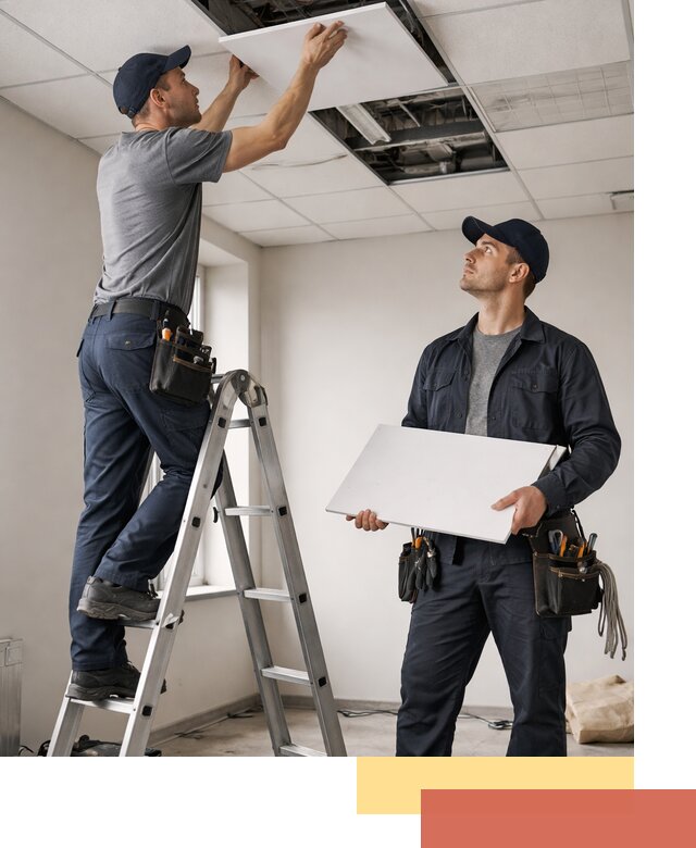 Обслуживание подвесного потолка в Карталах — ремонт и чистка