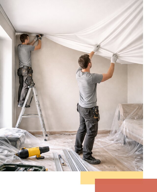 Монтаж тканевого натяжного потолка в Карталах недорого и быстро