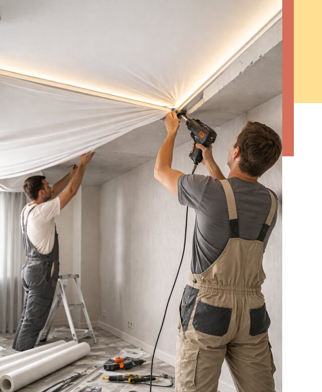 Монтаж натяжного потолка с подсветкой в Карталах от 991 руб. | ОТДЕЛОЧНИК-Крт