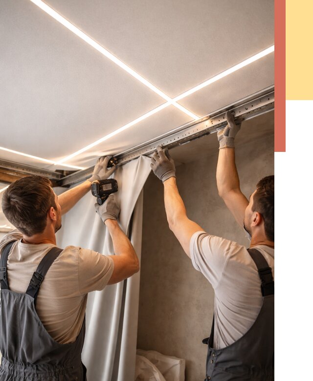 Монтаж натяжного потолка со световыми линиями в Карталах от 1252 руб. | ОТДЕЛОЧНИК-Крт