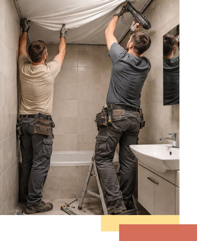 Монтаж натяжного потолка в ванной в Карталах быстро и качественно