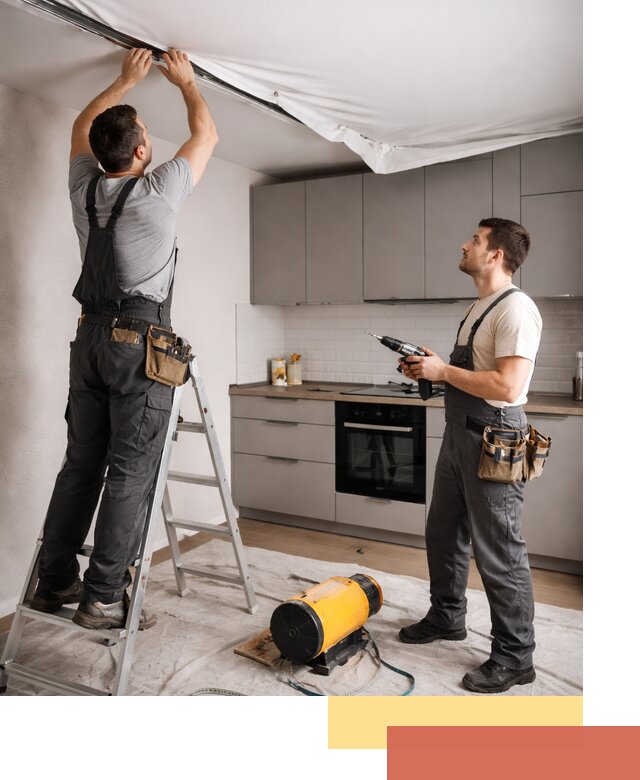 Монтаж натяжного потолка на кухне в Карталах