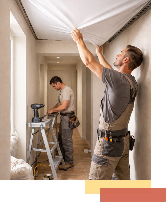 Монтаж натяжного потолка в прихожей в Карталах