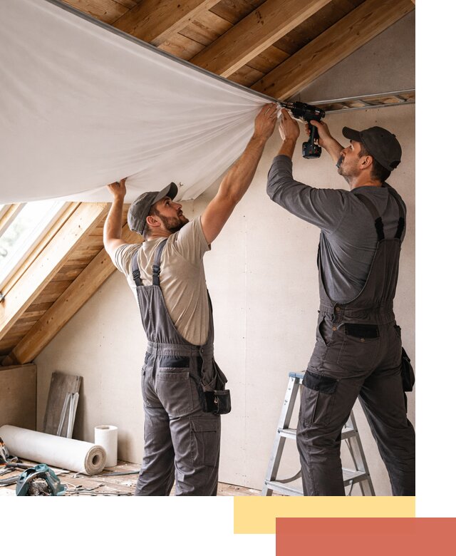 Монтаж натяжного потолка в мансарде в Карталах