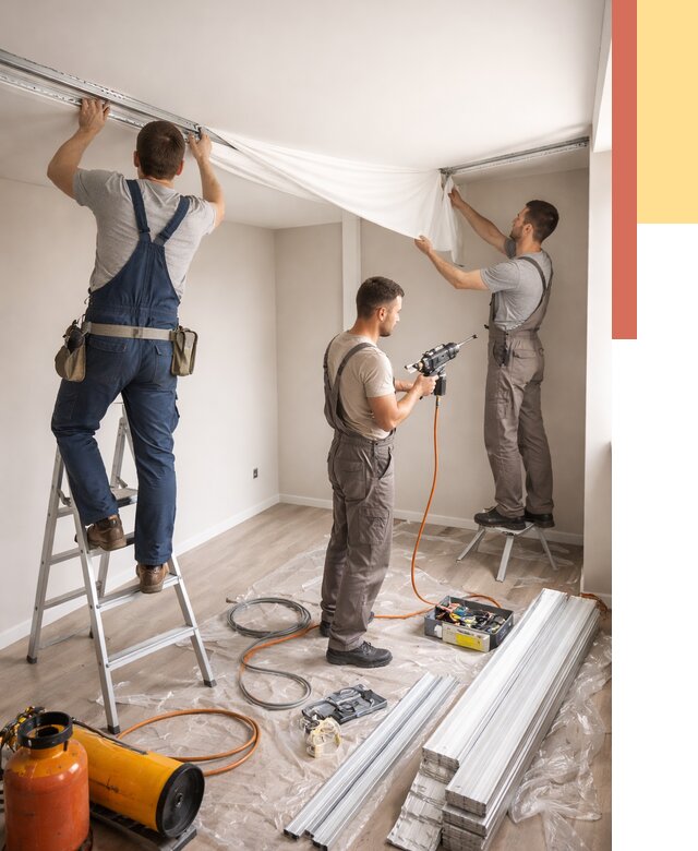 Монтаж натяжного потолка в студии в Карталах от 5737 руб. — быстро и недорого | ОТДЕЛОЧНИК-Крт