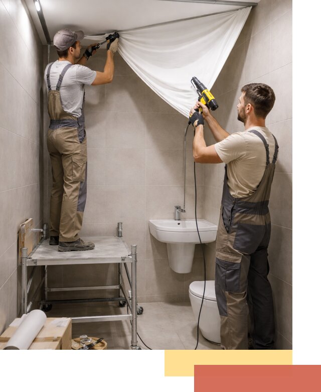 Монтаж натяжного потолка в санузле в Карталах