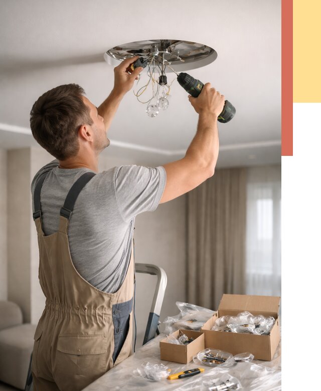 Установка люстры в натяжной потолок в Карталах от 1252 руб. | Быстро и недорого — ОТДЕЛОЧНИК-Крт