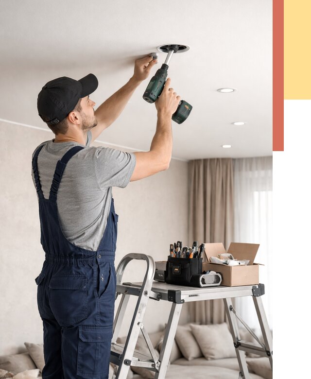 Установка и монтаж точечных светильников в натяжной потолок в Карталах от 1878 руб. | ОТДЕЛОЧНИК-Крт