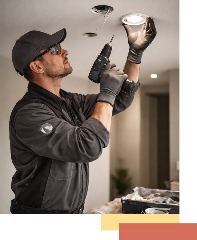 Установка точечных светильников в натяжной потолок в Карталах