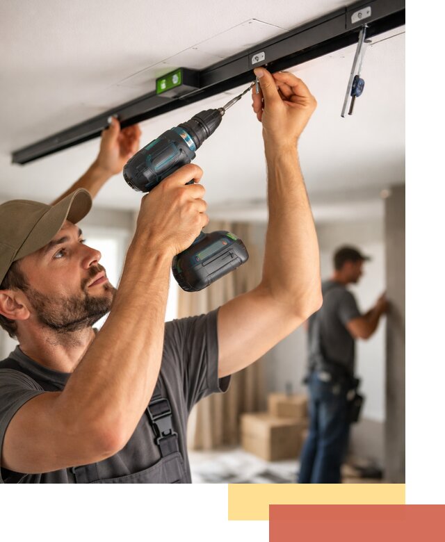 Установка трековых светильников в натяжной потолок в Карталах