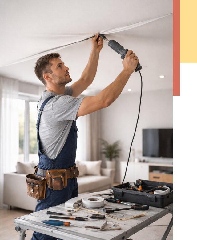 Ремонт натяжных потолков в Карталах от 9909 руб. под ключ — ОТДЕЛОЧНИК-Крт