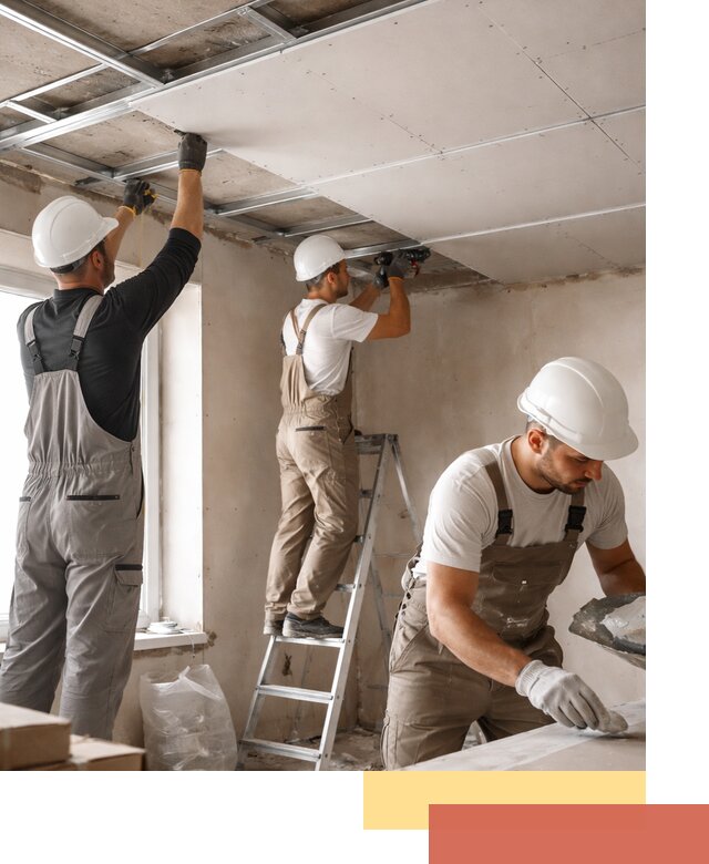 Одноуровневый потолок из гипсокартона в Карталах — монтаж и отделка