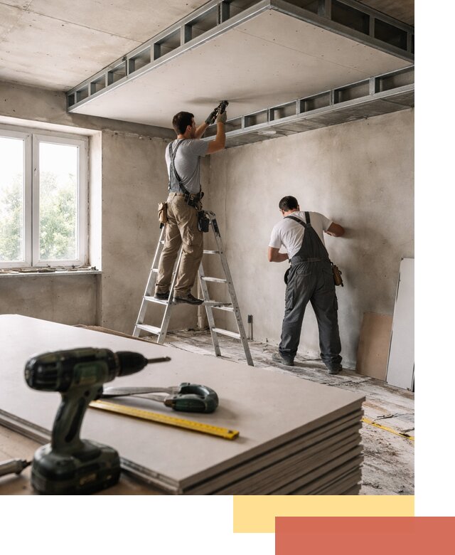 Двухуровневый потолок из гипсокартона в Карталах