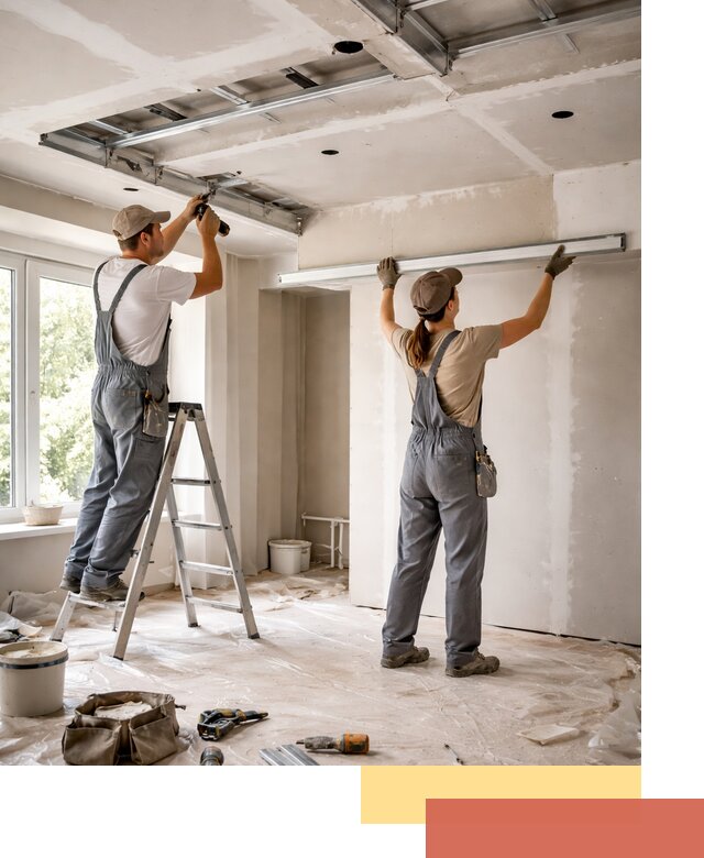 Монтаж многоуровневого потолка из гипсокартона в Карталах