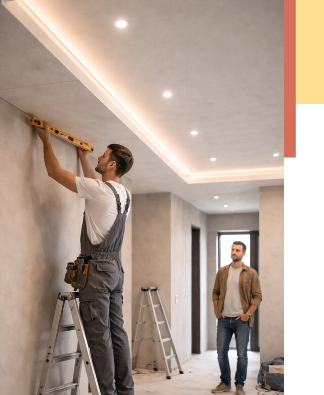 Потолок из гипсокартона с подсветкой в Карталах от 782 руб./м2 под ключ | ОТДЕЛОЧНИК-Крт