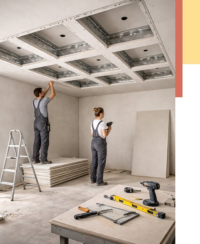 Кессонный потолок из гипсокартона в Карталах от 1930 руб. — монтаж и под ключ | ОТДЕЛОЧНИК-Крт