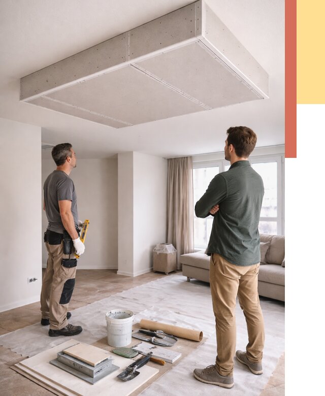 Короб на потолке из гипсокартона в Карталах от 2295 руб. — монтаж и услуги под ключ | ОТДЕЛОЧНИК-Крт