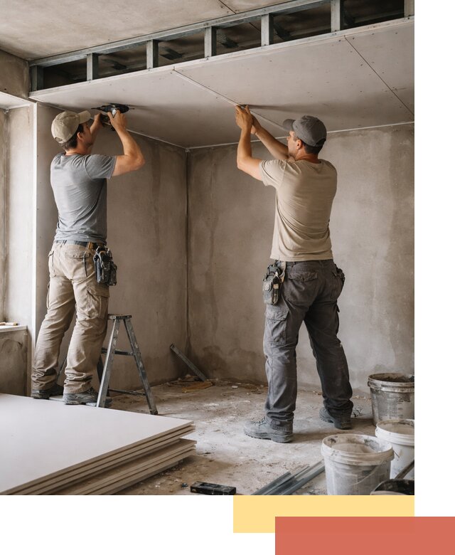 Короб из гипсокартона на потолке под ключ в Карталах