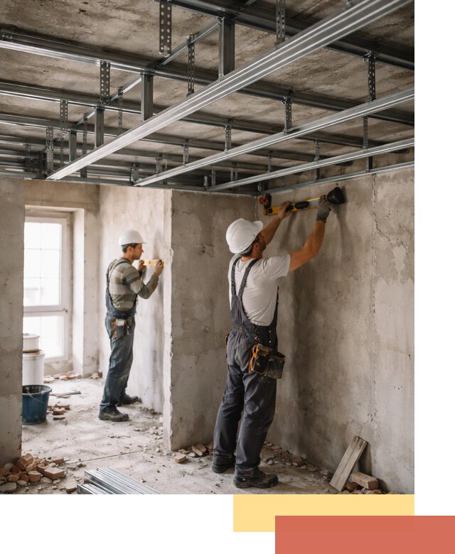 Монтаж каркаса потолка из профильного профиля в Карталах