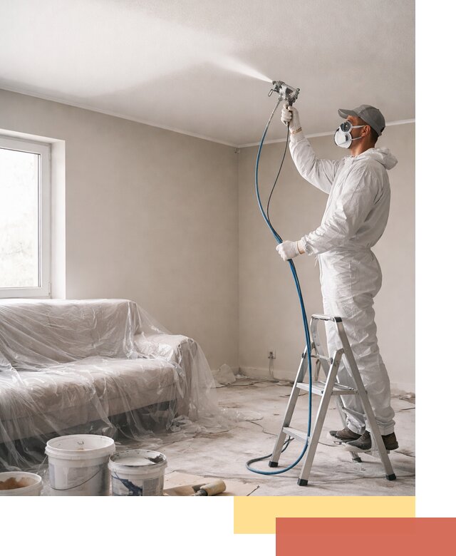 Покраска потолка краскопультом в Карталах быстро и качественно