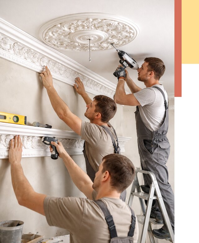 Монтаж лепнины на потолок в Карталах от 3338 руб. быстро и недорого | ОТДЕЛОЧНИК-Крт