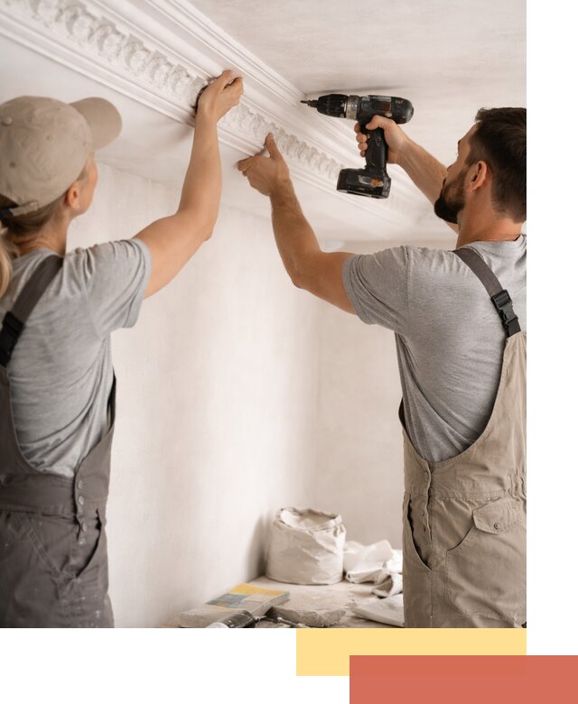 Профессиональный монтаж лепнины на потолок в Карталах